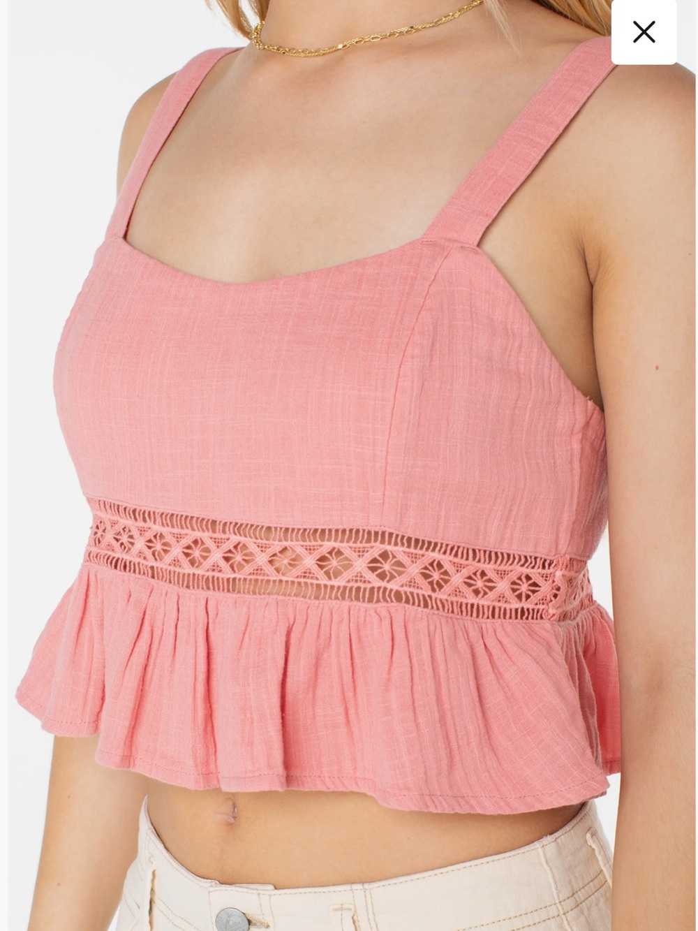 Roxy Island Time Cotton Crop Tank Mauve Glow Solid PTP 18”-19”